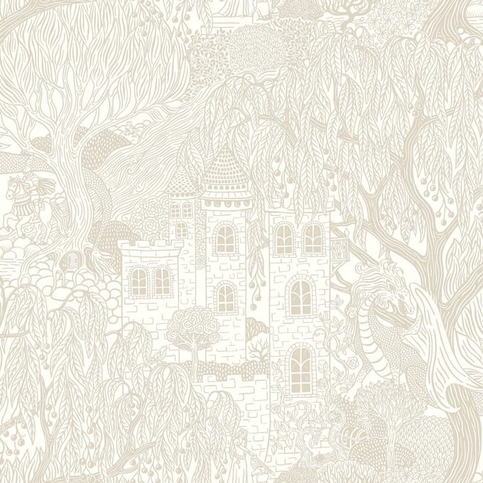Boråstapeter Vliesbehang 8143 - Fairyland - Toile de Jouy Wit - 53cm x 10.05m