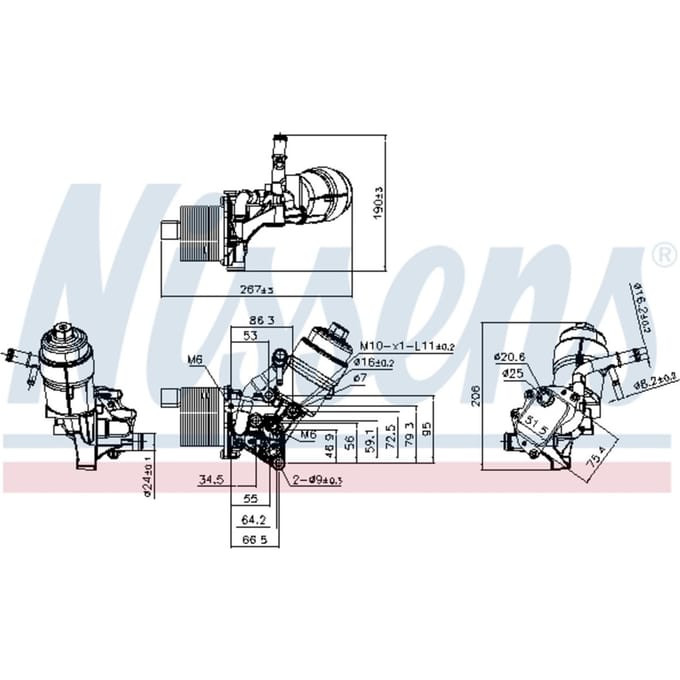 Olie radiator, motorolie NISSENS 91161