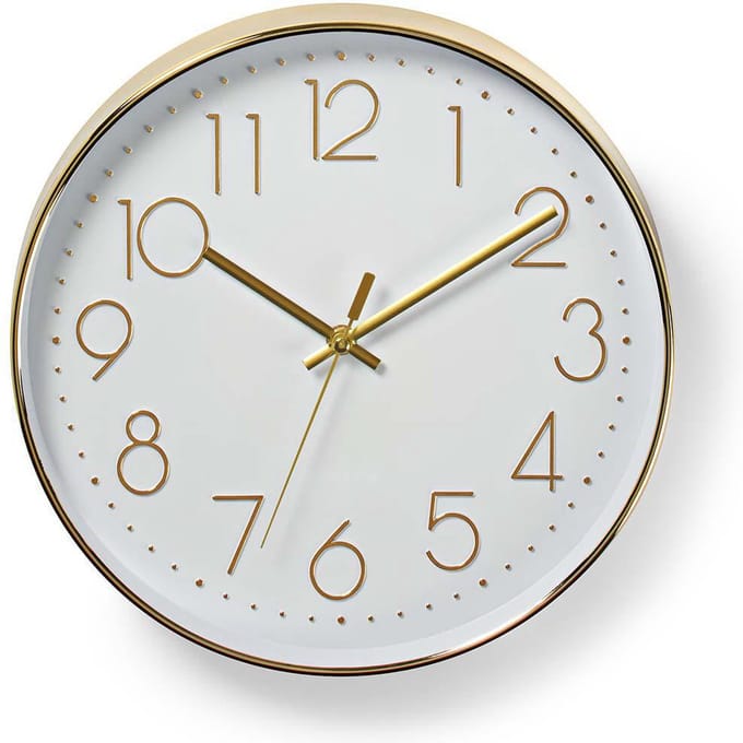 Nedis Easy To Read Numbers - clock - quartz - wall mountable - 30 cm - gold
