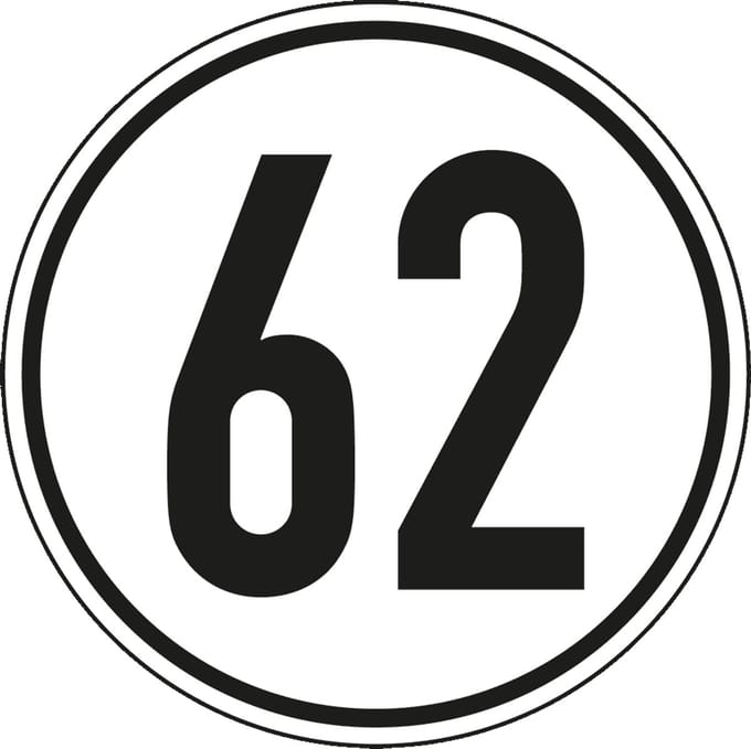 Tempo 62 km sticker 100 mm