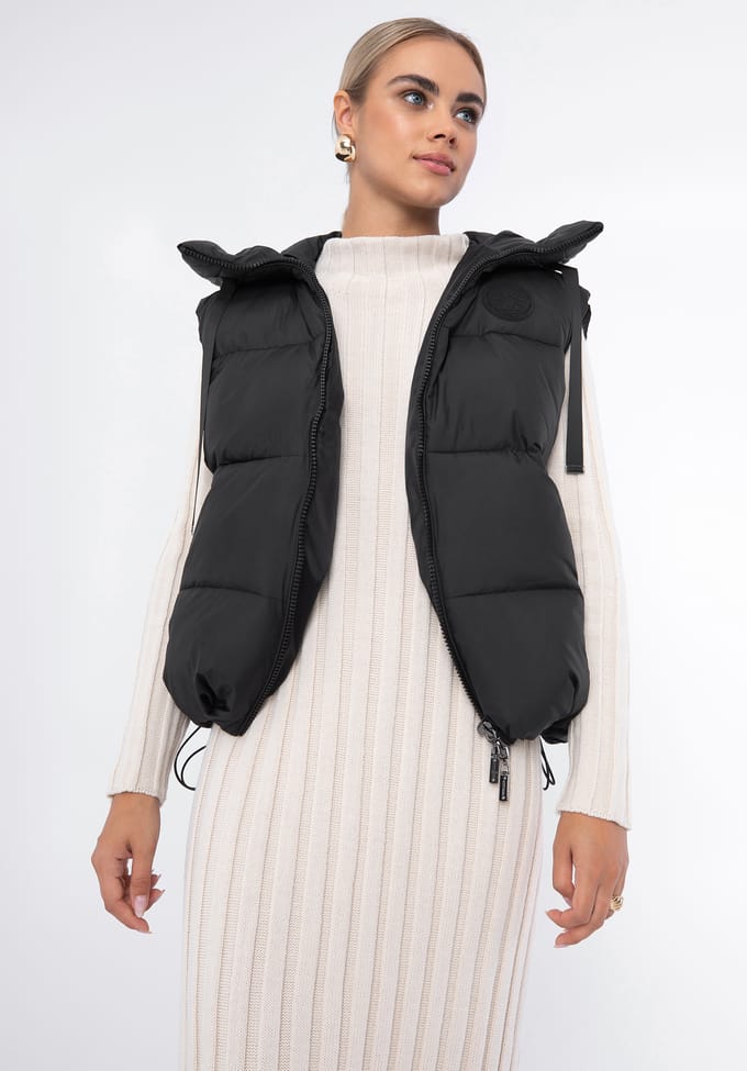 Wittchen Dames Oversized Gewatteerd Vest Zwart Polyester