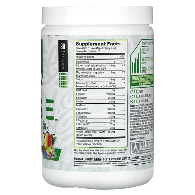 RYSE, BCAA/EAA, Cône de Neige Tropical, 13.3 oz (378 g)