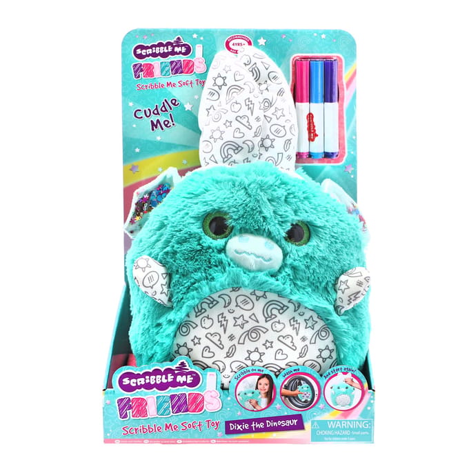 Scribble Me pluche knuffel om zelf te kleuren met stiften - creatief speelgoed.