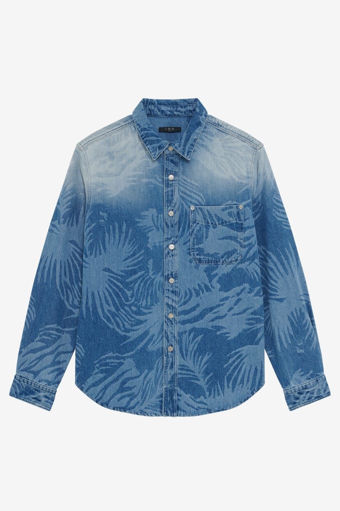 IRO Paris Kopin Overshirt Laser Denim Maat: L | Casual Overhemden Outlet | Heren | Blauw