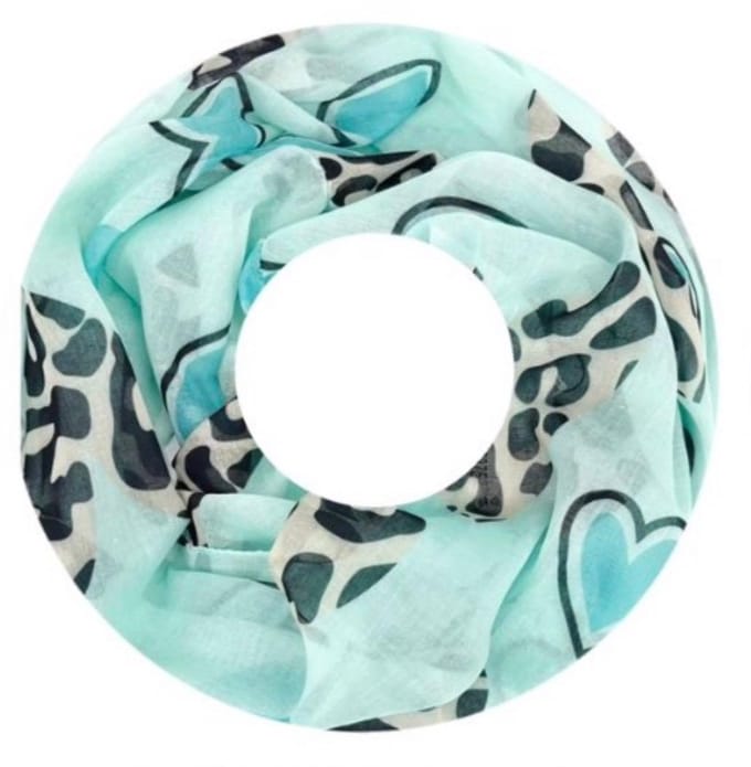 Dunne Colsjaal - Print - (33756#) - Aqua Blauw