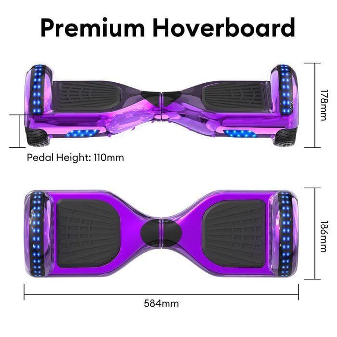 RCB Hoverboard 6,5 inch – Bluetooth en LED – ideaal cadeau kinderen – paars