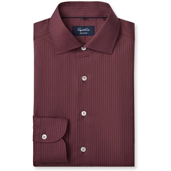 OLYMP Signature Overhemd, Tailored Fit, Signature Kent, Bordeauxrood