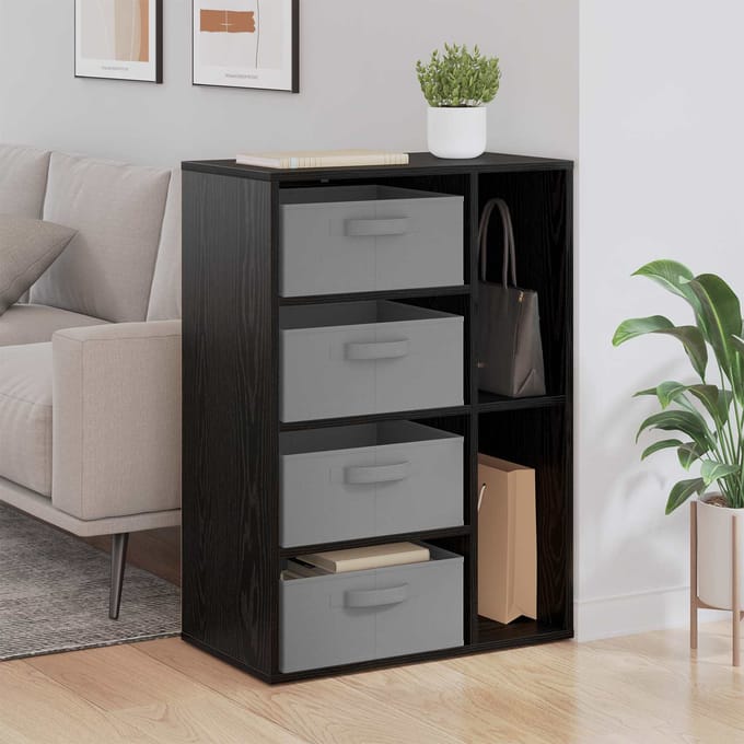 vidaXL - Dressoir - Zwart - eiken - 60 - x - 33,5 - x - 84 - cm