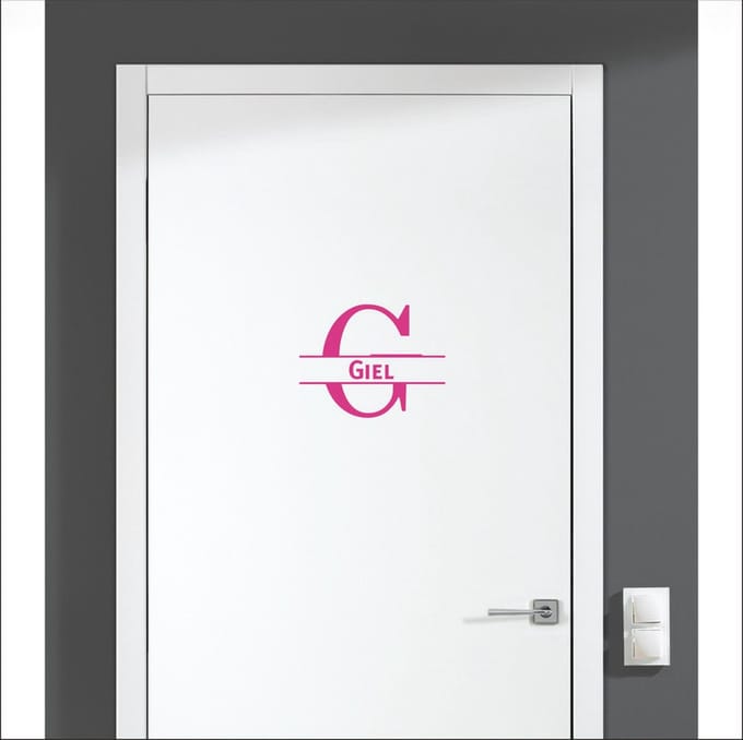 Deursticker Met Naam -  Giel - Roze
