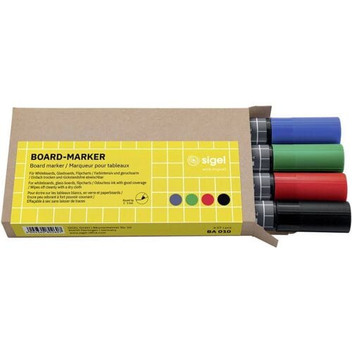 Sigel whiteboardstift 4 kleur zwart/blauw/rood/groen whiteboard stift