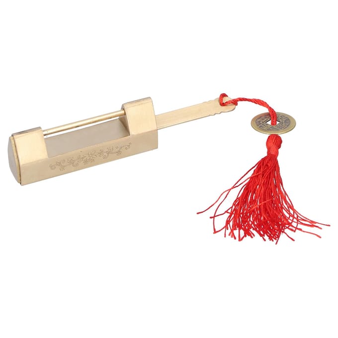4,4 cm Afstand Mini Vintage Hangslot Dedicated Gesneden Sieradendoos Hangslot met Sleutel beige