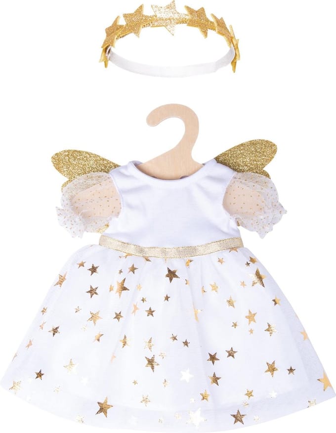 Heless Babypoppenkleding Engelenjurk 28-35 Wit/goud 2-delig