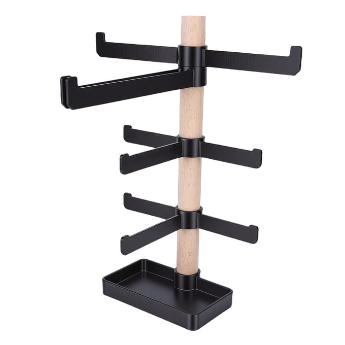 Fietsuitrusting Opbergrek Houten Bureau Fietshelm Brillen Displayrek Verticale Organizer voor Huis Woonkamer black