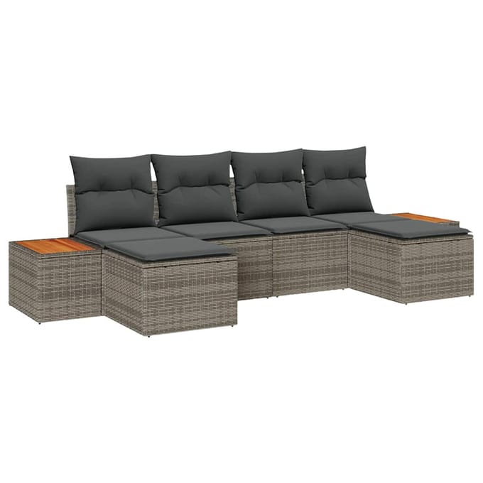 vidaXL Tuin Sofa Set 6 st Grijs poly rattan