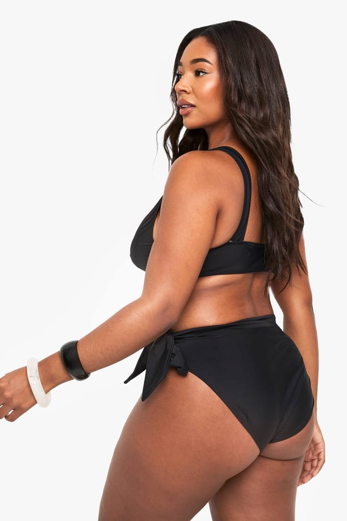 boohoo Dames Plus Tie Bikini Broekjes | Black | Maat: 26