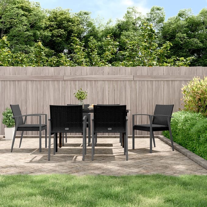 vidaXL - 7-delige - Tuinset - met - kussens - poly - rattan - en - staal