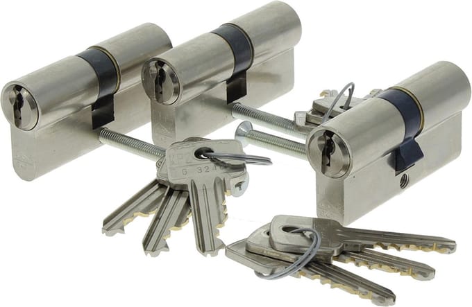 PROFIELCILINDER VERNIKKELD 60MM GELIJKSLUITEND SKG2