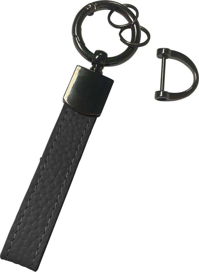 Sleutelhanger Leer - Leren Sleutelhanger Met Sleutelhanger Ringen - Zwart