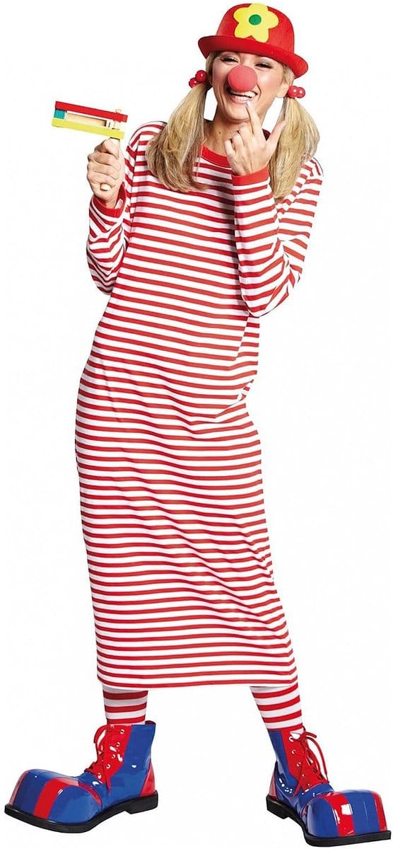 Rivel-Shirt Rood-Wit - Clown kostuum voor carnaval