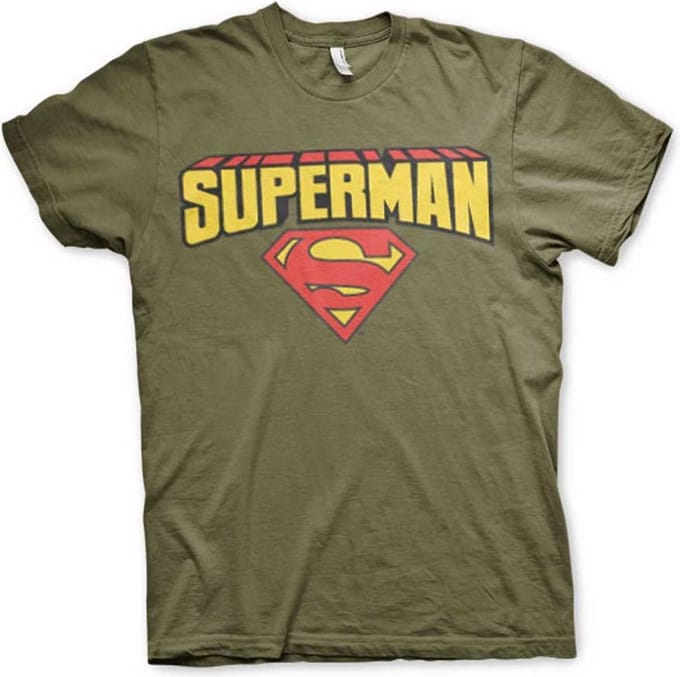 DC Comics Superman Heren Tshirt -2XL- Blockletter Logo Groen