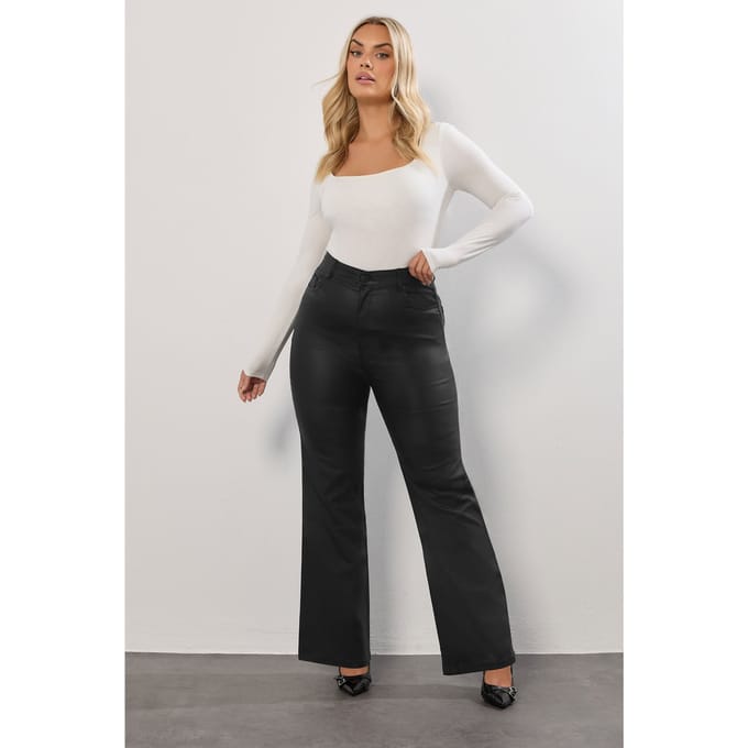 Yours Zwarte Gecoate Wijde Broek Size 44