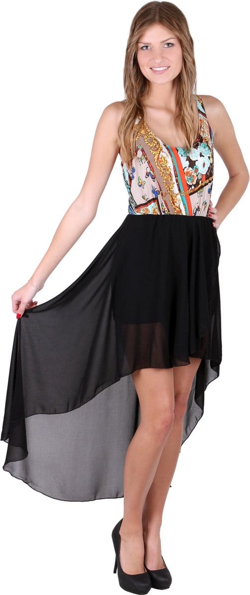kleurrijke asymmetrische mini jurk