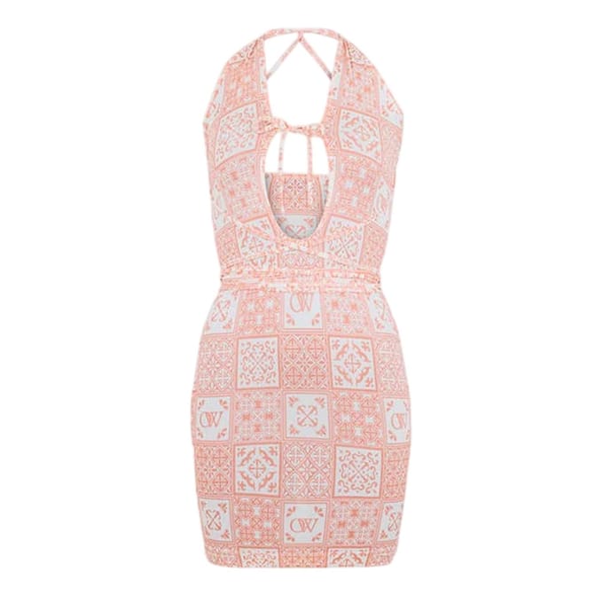 Off White Mini-jurk met bandana-print voor dames (Roze/Wit)