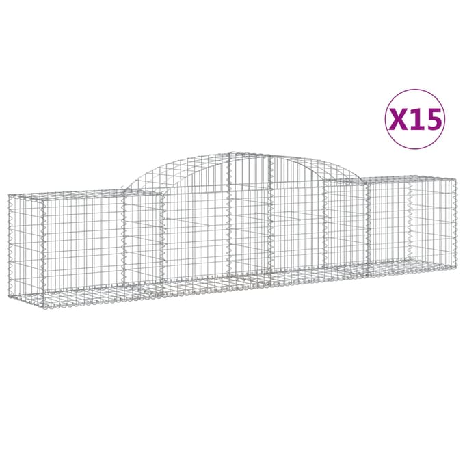 vidaXL - Schanskorven - 15 - st - gewelfd - 300x50x60/80 - cm - gegalvaniseerd - ijzer
