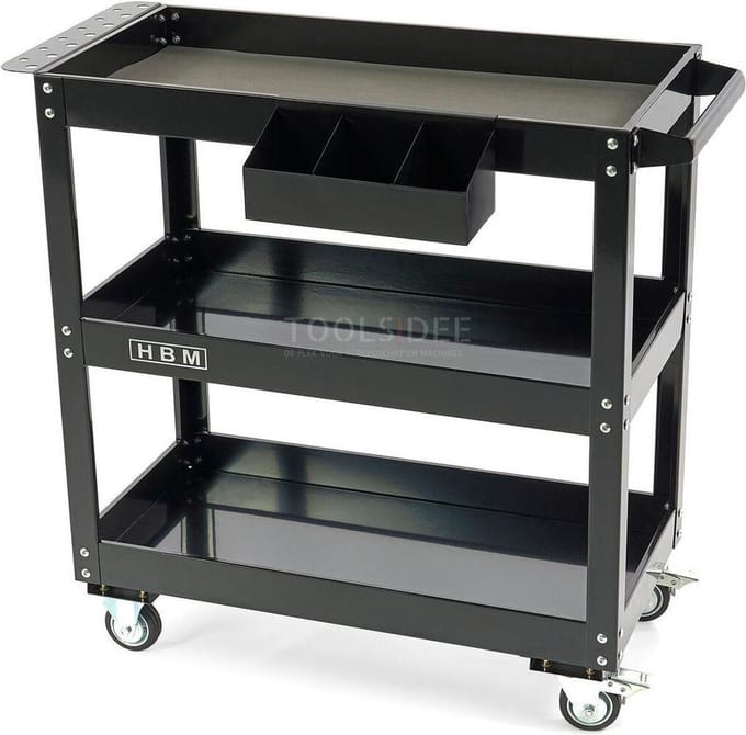 HBM deluxe gereedschapstrolley 3-laags 76 cm, 90 kg draagvermogen