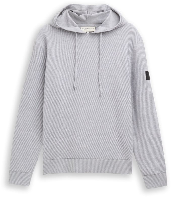 Tom Tailor Denim - Gebreide trui met capuchon - Maat M - Light Stone Grey Melange