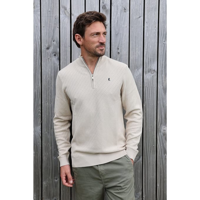 Kultivate Kn Crossed Zip Moonbeam Größe: XXL | Pullover Outlet | Herren