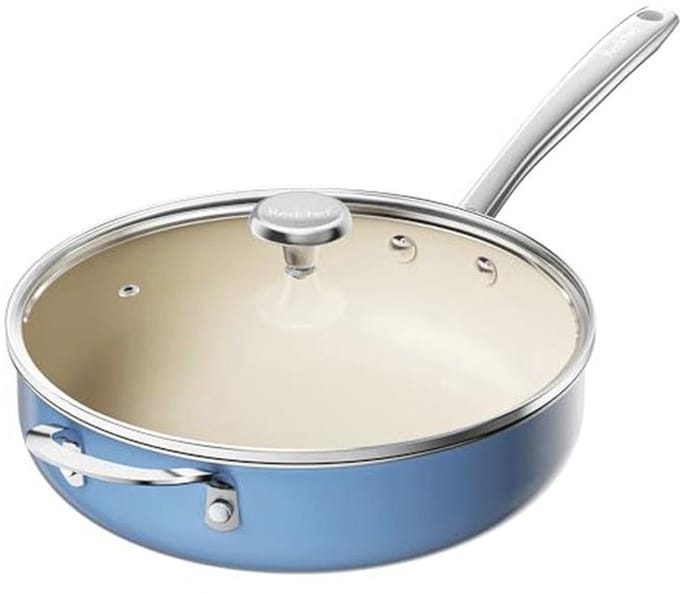 Keramische Kunststof Koekenpan 28 cm met Deksel - Antiaanbak, Inductie, Ovenbestendig