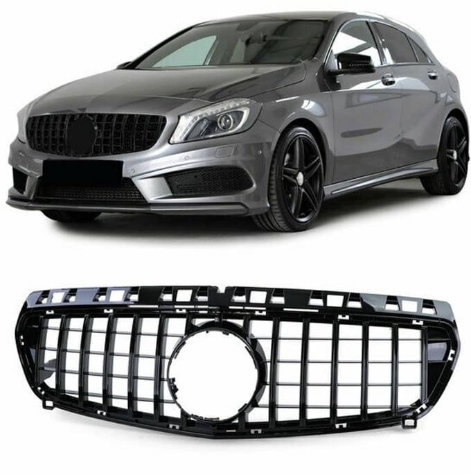 GT Grill - Compatibel Met - Mercedes A Klasse W176 2012-2015 - Glanzend zwart