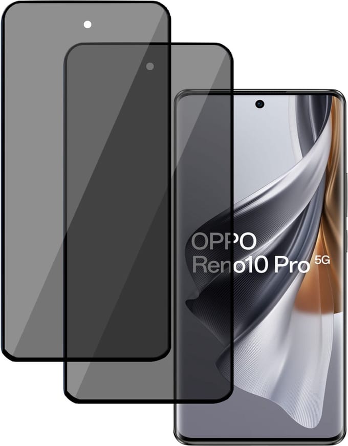 2x Privé Screenprotector geschikt voor OPPO Reno 10 / 10 Pro Screenprotector - Privacy Beschermglas - Privacy Proteqt+