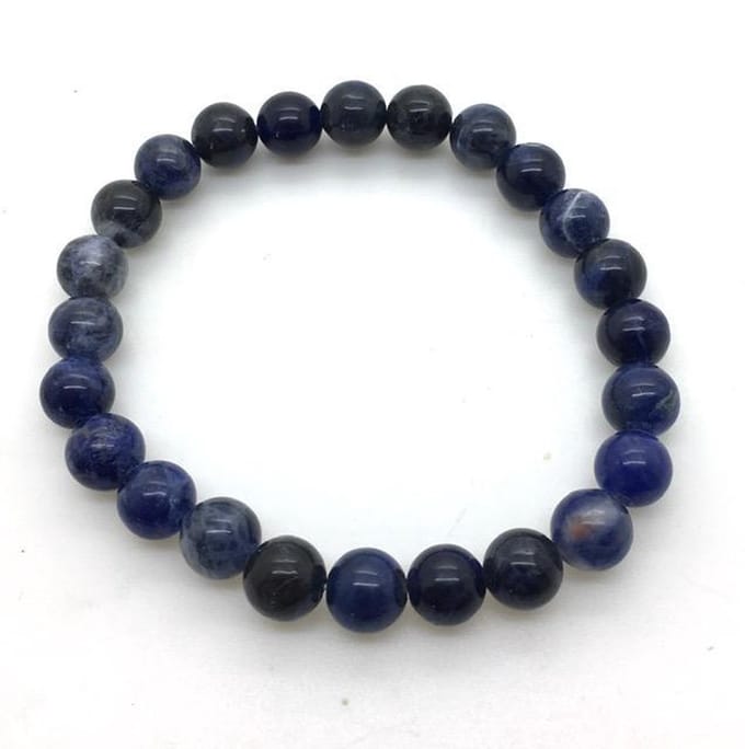Sodaliet edelstenen armband 8 mm maat 18 keel chakra blauw