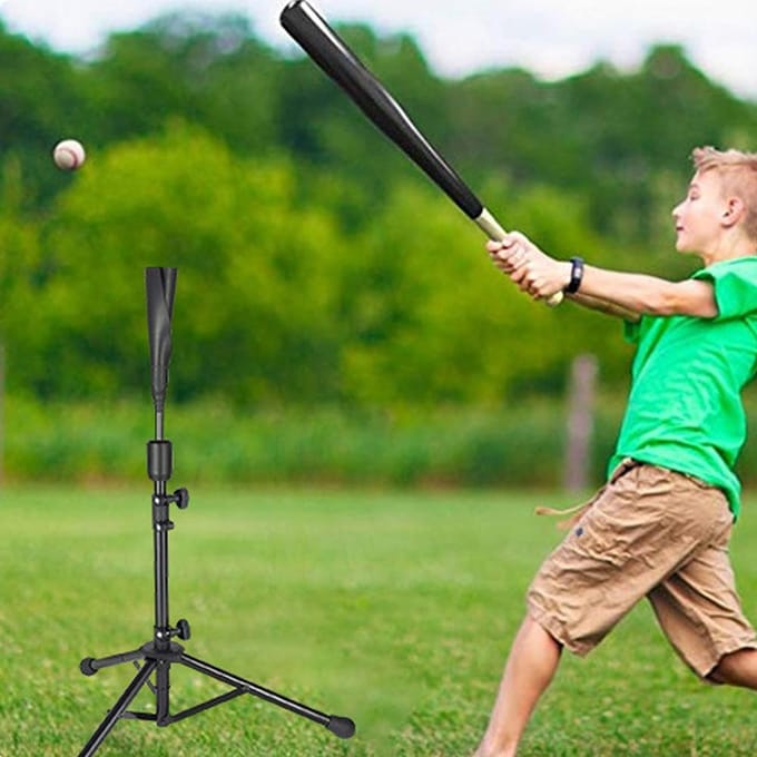 Honkbal Slag Tee Draagbaar Softbal Slag Statief Standaard Basis Tee Ondersteuning Hoogteverstelling met zwart