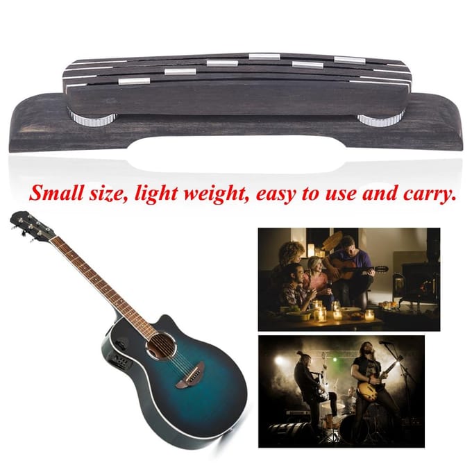 GO104 Ebbenhouten Gitaarbrug Jazz Gitaar Accessoire met 6-punts Verstelbare Hoogte 21~26mm black
