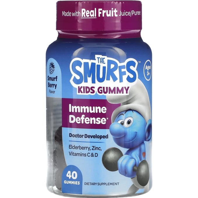 De Smurfen, kindervitamines, immuunafweer, vanaf 3 jaar, smurfenbessen, 40 gummies