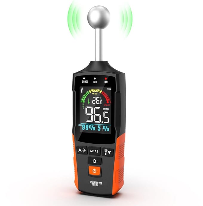 SCH® Vochtmeter Muren - Vochtmeter - Oranje/Zwart - ‎23cm x 7cm x 5cm