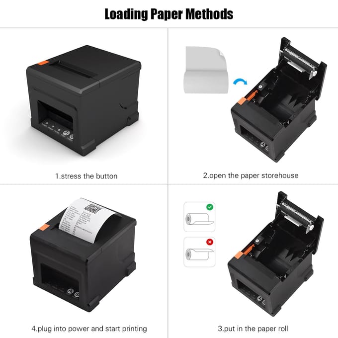 80 mm USB+LAN-bonprinter POS-printer met automatische snijder Desktop direct thermisch afdrukken UK-3