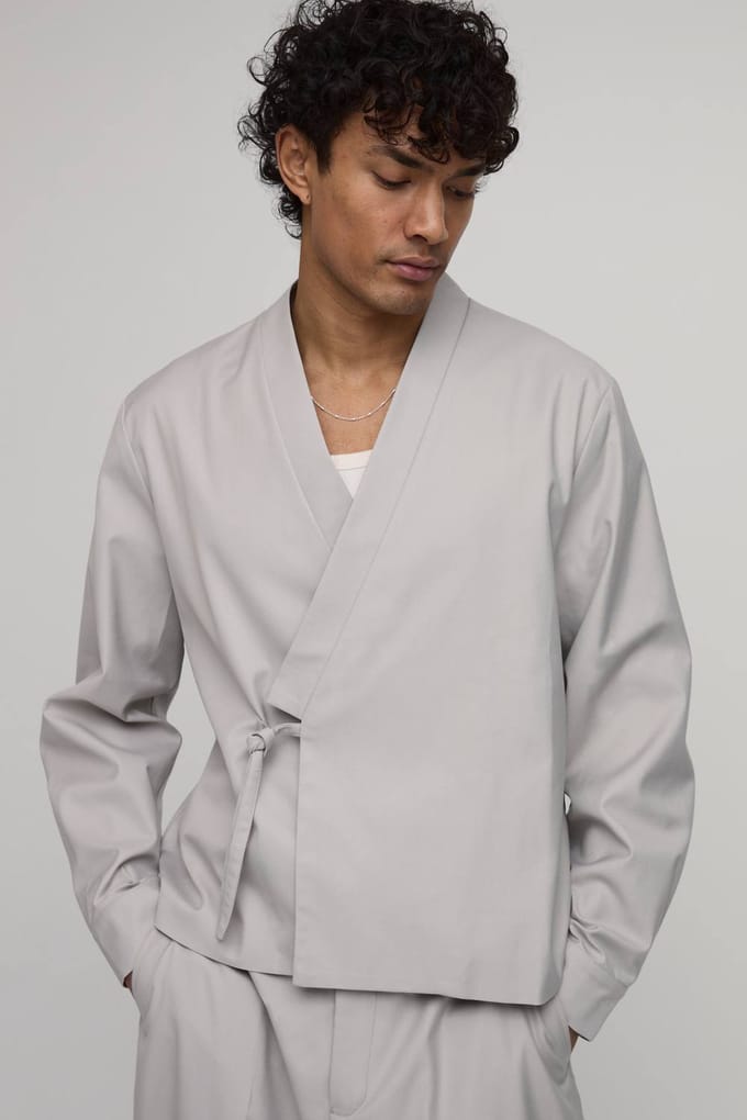 Wikkel Blazer Met Strikband Opzij | Stone | Size 34