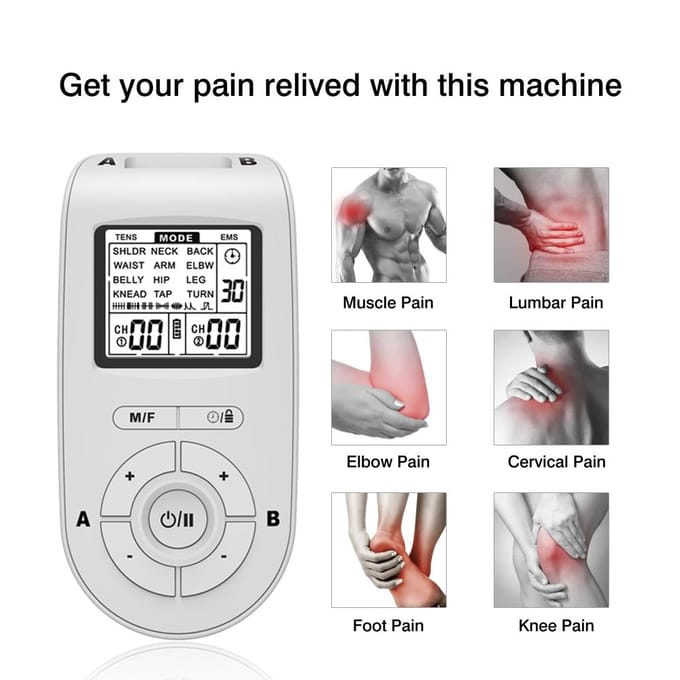 Appareil de massage corporel TENS à 24 modes Masseur du dos pour tout le corps Électrostimulateur musculaire à 40 niveaux Relaxation Soins de santé blanc