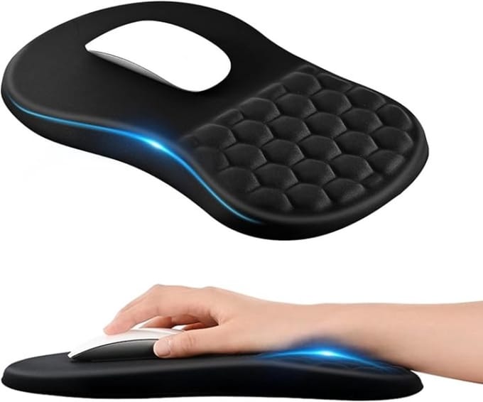 Muismat met Polssteun en Massagedesign, Ergonomic Mouse Pad, Zwart
