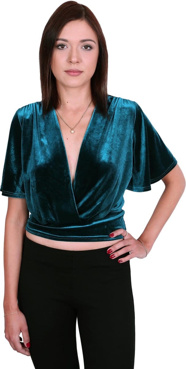 John Zack Turquoise elegante velours top