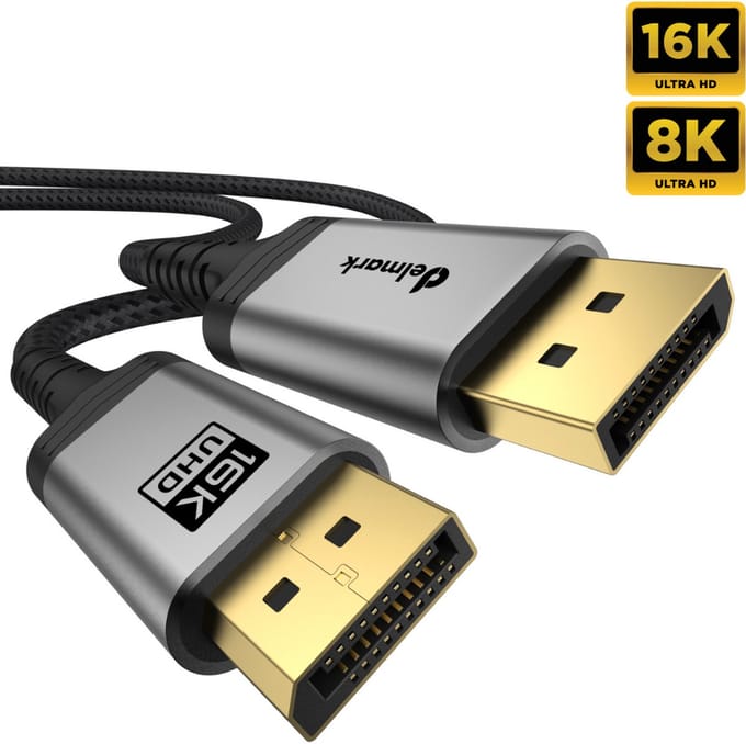 Delmark Displayport 2.0 Kabel - 2 meter - 16K60Hz 8K120Hz - 80Gbps - Ultra HD - Grijs