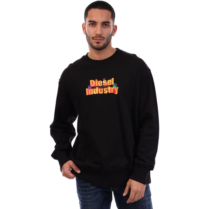 Diesel Heren S-Macs Sweatshirt met ronde hals (Zwart)