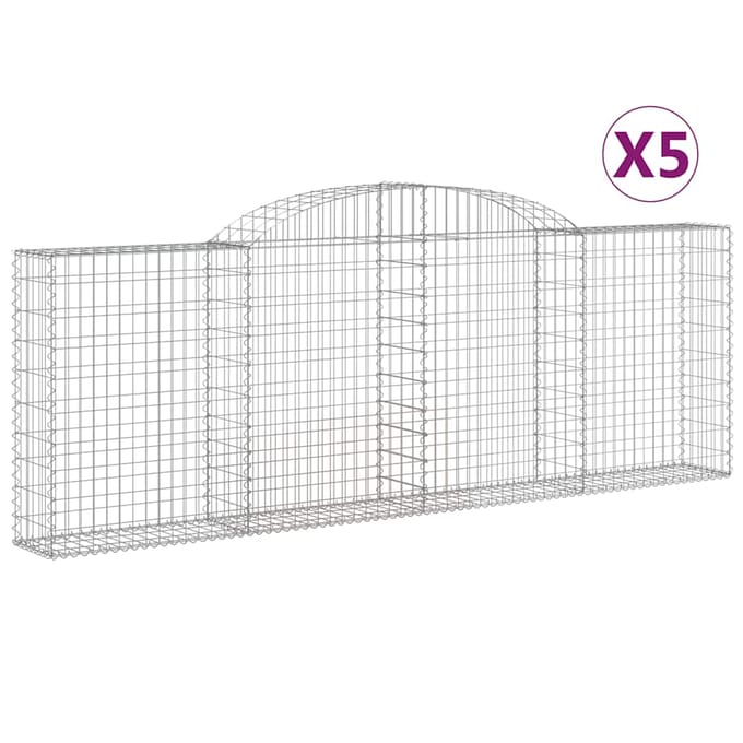 vidaXL - Schanskorven - 5 - st - gewelfd - 300x30x100/120 - cm - ijzer