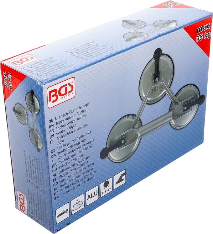 BGS Drievoudige glaszuiger aluminium Ø 115 mm