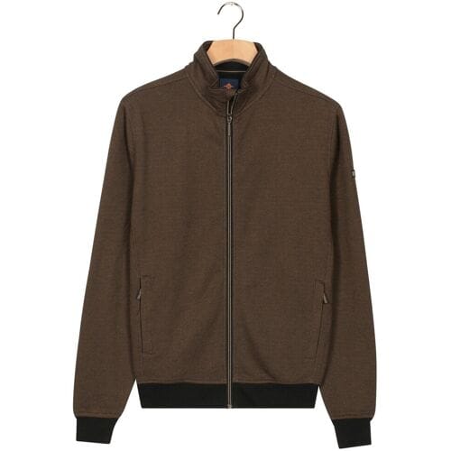 Baileys Vest Sweat Zip Two-Tone Jacquard Doubleface Interlock Coffee Brown / male