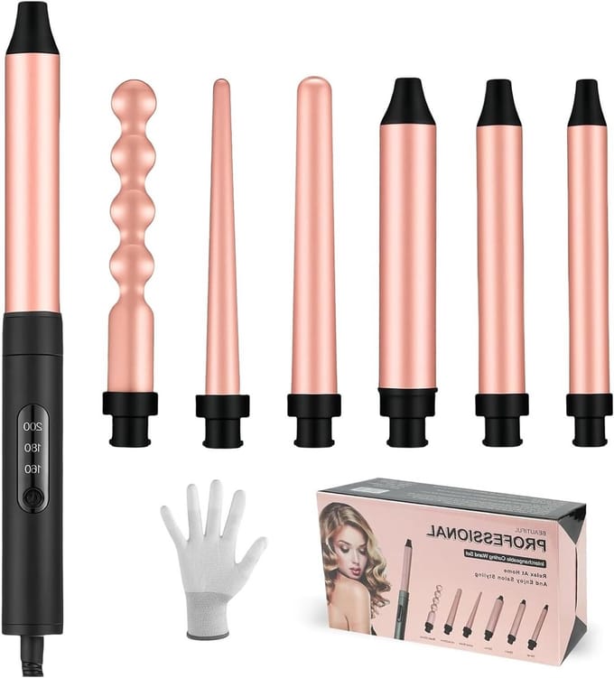 Multifunctionele 6-in-1 Keramische Krultang Set met LCD Display, Instelbare Temperatuur voor Grote en Kleine Krullen